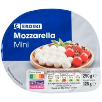 Minis mozarellas EROSKI, tarrina 125 g