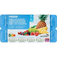 Yogur desnatado con frutas varias EROSKI, pack 8X125 g