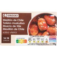 Mejillones chilenos en salsa vieira 14/18 EROSKI, lata 111 g