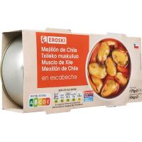 Mejillones chilenos en escabeche EROSKI, pack 2x106 g