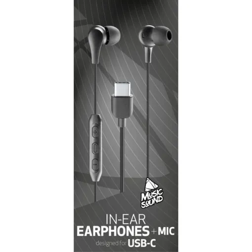 Auriculares de botón negros, micrófono, USB-C, In Ear Music Sound CELLULAR LINE Auriculares de botón negros, micrófono, USB-C, In Ear Music Sound CELLULAR LINE