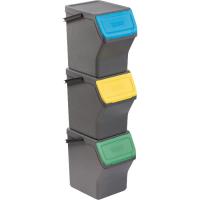 Cubo de basura de reciclado modular, 20 litros TATAY, set 3 uds