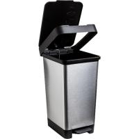 Cubo de basura con pedal Smart Metalizado de 25 litros TATAY, 26x36x47 cm