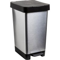 Cubo de basura con pedal Smart Metalizado de 25 litros TATAY, 26x36x47 cm