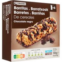 Barritas de cereal y chocolate EROSKI, 6 uds, caja 126 g