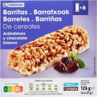 Barritas de cereal y arándanos EROSKI, 6 uds, caja 126 g Barritas de cereal y arándanos EROSKI, 6 uds, caja 126 g