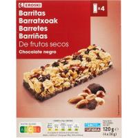 Barritas de frutos secos y chocolate EROSKI, 4 uds, caja 120 g Barritas de frutos secos y chocolate EROSKI, 4 uds, caja 120 g