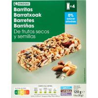 Barritas de fr. secos y semillas 0% azúcar EROSKI, caja 120 g Barritas de fr. secos y semillas 0% azúcar EROSKI, caja 120 g