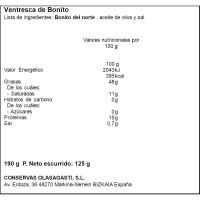 Ventresca de bonito en aceite de oliva OLASAGASTI, lata 200 g