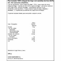 Pan grille integral lino bio SANTIVERI, paquete 240 g