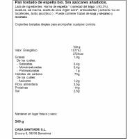 Pan grille integral espelta bio SANTIVERI, paquete 240 g