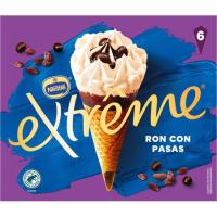 Helado cono de ron con pasas EXTREME, pack 6x115 ml