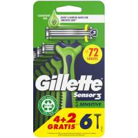 Máquina sensor 3 sens GILLETTE, pack 4+1 uds
