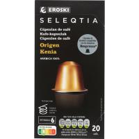 Café Kenya compatible Nespresso EROSKI SELEQTIA, caja 20 uds