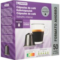 Café espresso ristreto comp. Nespresso EROSKI, caja 50 uds