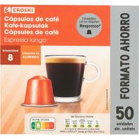 Café espresso lungo compatible Nespresso  EROSKI, caja 50 uds