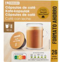 Café con leche compatible Dolce Gusto EROSKI, caja 26 uds