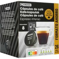 Café intenso compatible Dolce Gusto EROSKI, caja 26 uds