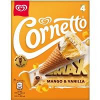 Helado Cono max sabor mango y vainilla CORNETTO, pack 4x65 g