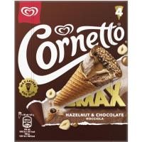 Helado Cono max sabor avellana-chocolate CORNETTO, pack 4x130 ml