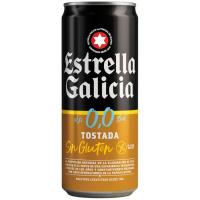 Cerveza 0,0 tostada sin gluten ESTRELLA GALICIA, lata 33 cl