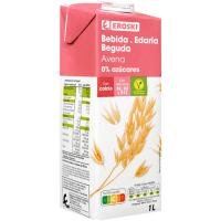 Bebida de avena 0% azúcares con calcio EROSKI, brik 1 litro