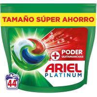 Detergente quitamanchas en cápsulas ARIEL +PODER, bolsa 44 dosis