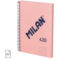 Cuaderno Microperforado A5, Cuadricula 5x5, Tapa Dura Rosa, 80 hojas 95g MILAN Cuaderno Microperforado A5, Cuadricula 5x5, Tapa Dura Rosa, 80 hojas 95g MILAN