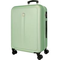 Trolley mediano verde, ABS, cierre combinación, Camboya ROLL ROAD, 46x25x65 cm