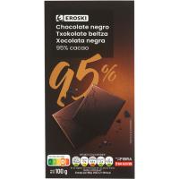 Chocolate negro 95% cacao EROSKI, tableta 100 g Chocolate negro 95% cacao EROSKI, tableta 100 g