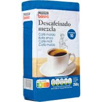 Café molido descafeinado mezcla EROSKI BASIC, paquete 250 g