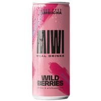 Refresco de kombucha sabor frutos rojos MIWI, lata 25 cl