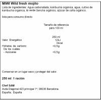 Refresco de kombucha sabor mojito MIWI, lata 25 cl