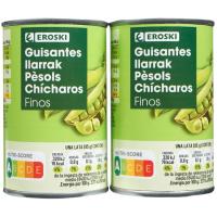 Guisantes finos EROSKI, pack 2x95 g