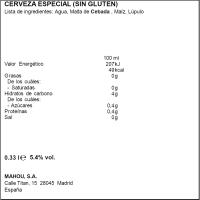 Cerveza sin gluten SAN MIGUEL, botellín 33 cl