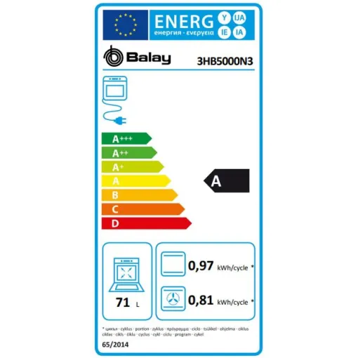 Horno multifunción de 60 cm cristal negro 3HB5000N3 BALAY