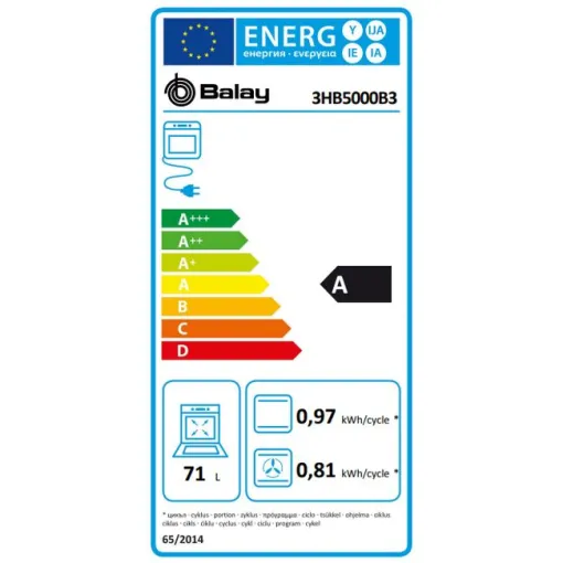 Horno multifunción de 60 cm cristal blanco 3HB5000B3 BALAY