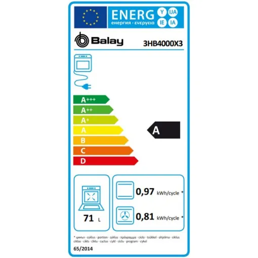 Horno multifunción de 60 cm acero inoxidable 3HB4000X3 BALAY Horno multifunción de 60 cm acero inoxidable 3HB4000X3 BALAY