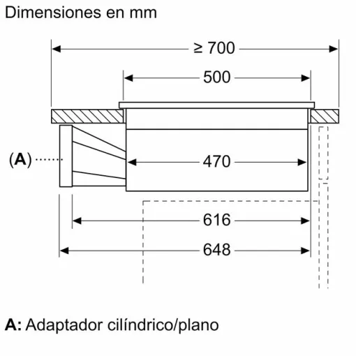 Placa de inducción con extractor integrado de 60 cm sin marco 3EBC963ER BALAY