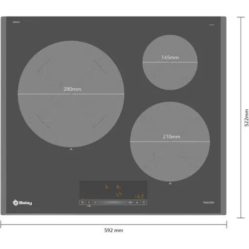 Placa de inducción de 60 cm gris antracita sin marco 3EB965AH BALAY