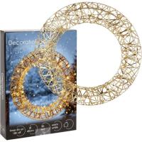 Corona Navideña dorada, 30 led de luz blanca cálida, Ø40x7 cm Corona Navideña dorada, 30 led de luz blanca cálida, Ø40x7 cm