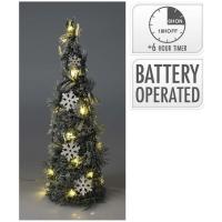 Cono de Navidad con nieve y 20 luces led, Ø12x40 cm Cono de Navidad con nieve y 20 luces led, Ø12x40 cm