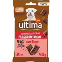 Snack mini bocaditos de buey para perro ULTIMA, paquete 40 g