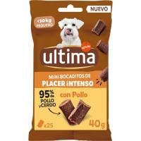 Snack mini bocaditos con pollo para perro ULTIMA, paquete 40 g