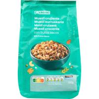 Muesli crujiente con frutos secos EROSKI, bolsa 500 g