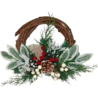 Corona Navideña Rústica con lazo y piñas, 20 cm Corona Navideña Rústica con lazo y piñas, 20 cm