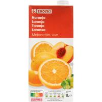 Zumo naranja y melocotón EROSKI, brik 1 litro Zumo naranja y melocotón EROSKI, brik 1 litro