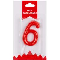 Vela roja de Aniversario Nº 6, 1 ud