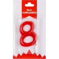 Vela roja de Aniversario Nº 8, 1 ud Vela roja de Aniversario Nº 8, 1 ud
