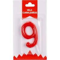 Vela roja de Aniversario Nº 9, 1 ud Vela roja de Aniversario Nº 9, 1 ud